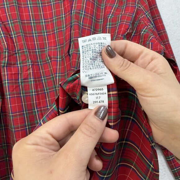 Lands' End Shirt Womens 22W Red Tartan Plaid No Iron Supima Cotton Long Sleeve - Picture 12 of 15